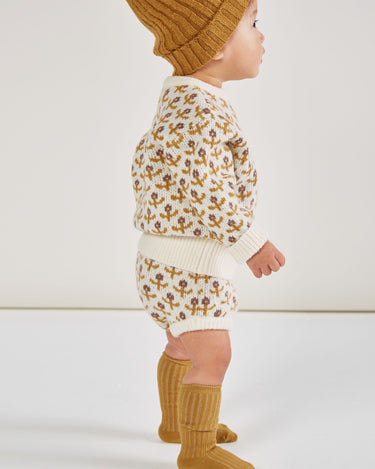 Rylee + Cru Flower Stitch Knit Bloomer, Ivory